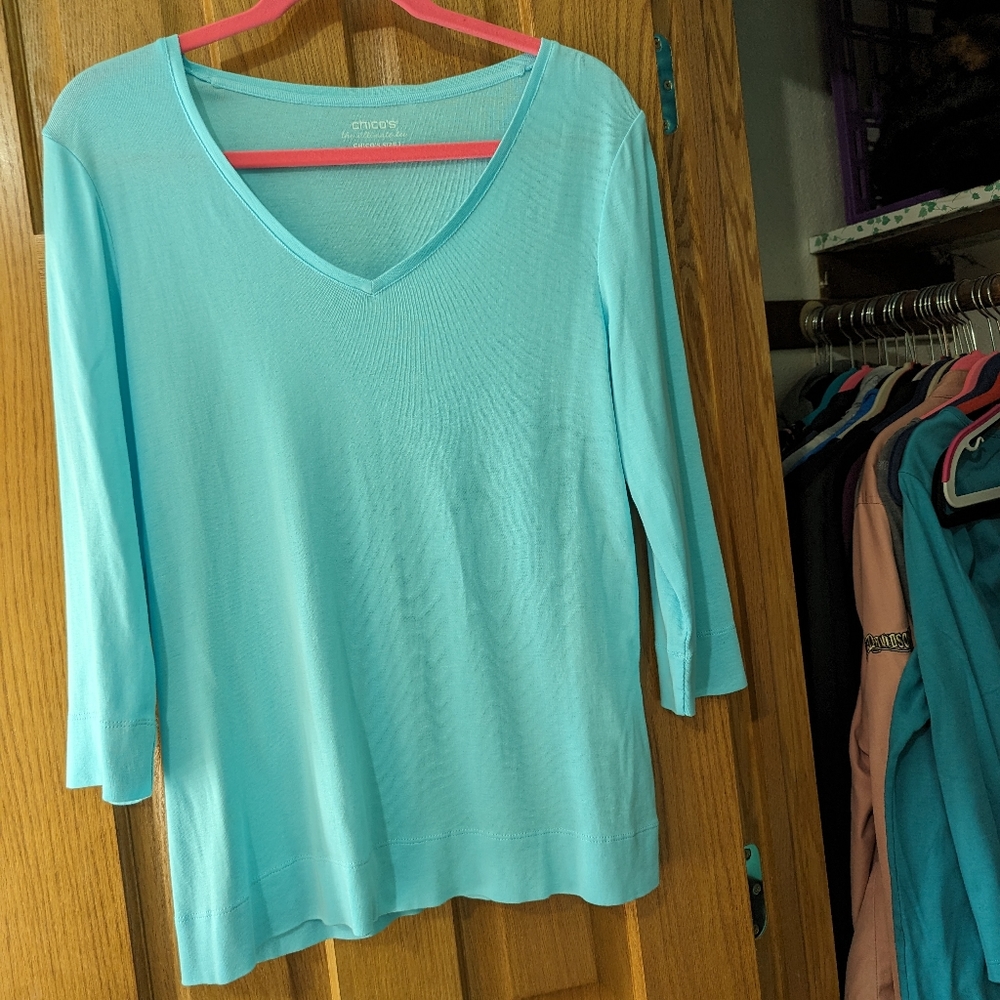 Chico's 3/4 length sleeve size one T-shirt